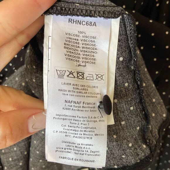 Naf Naf Black White Blouse Polka Dots Size S - Picture 6 of 7